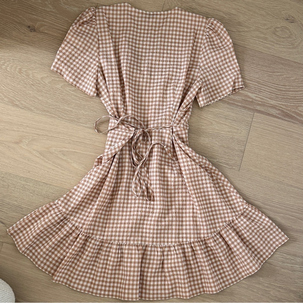 LOFT Puff Sleeve Gingham Dress - Picture 2 of 3